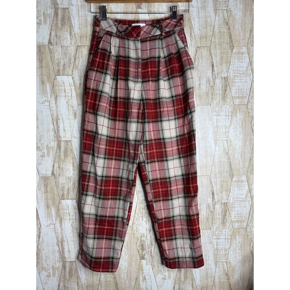 H&M Plaid‎ Grunge Style Pants Size 4 Women's Punk Stretch Tapered